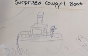 Surprised cowgirl boat